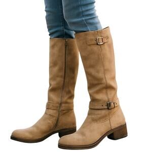 XOXO 9 Brown Women's Knee Length Riding Boot Back Zipper Opens to Warm Material